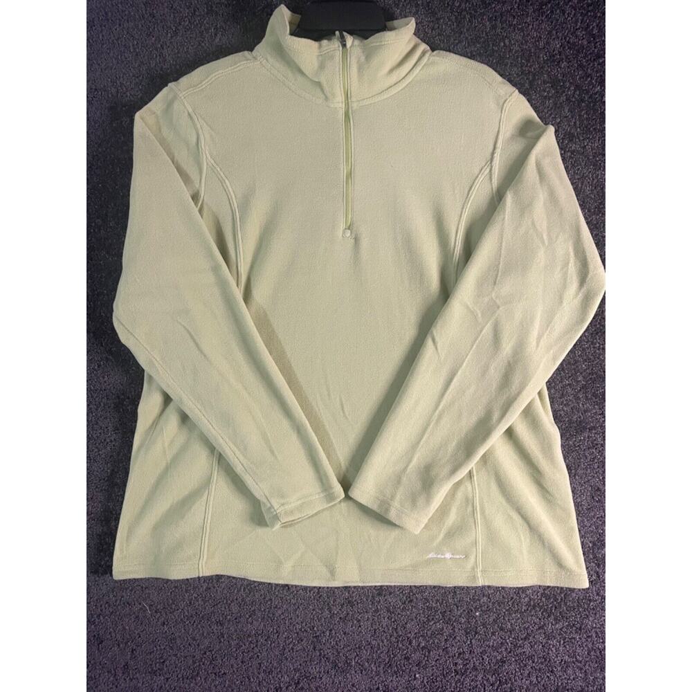 Eddie Bauer Fleece Women’s 2XL Mock Neck 1/4 Zip Jacket Yellow/Green